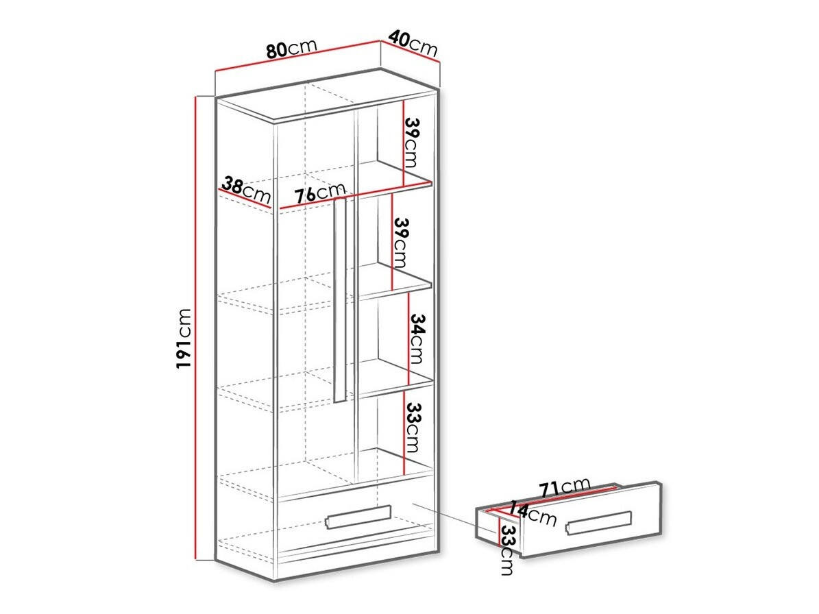 Könyvespolc Merevari 104 (Fehér + Fényes fehér + Szürke)