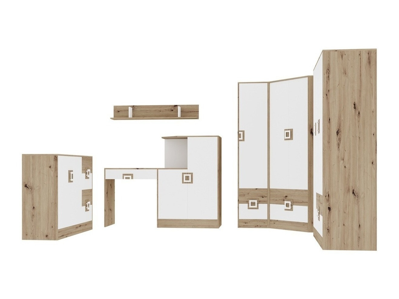 Bútorkészlet Tolfere 106 (Világos tölgy + Fehér)