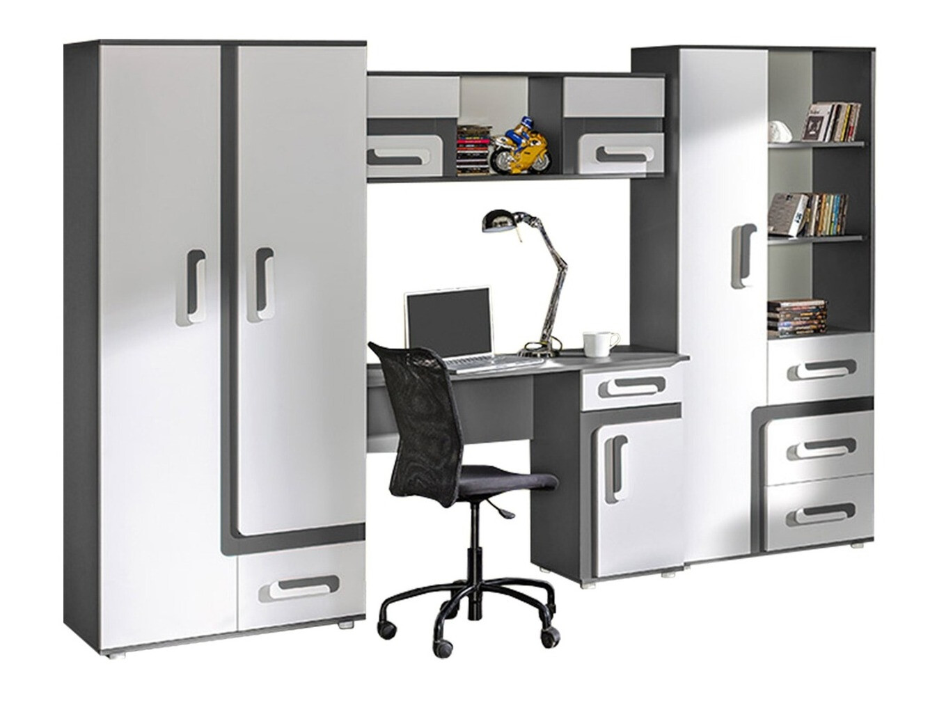 Gyerekszoba garnitúra Aviseve 108 (Antracit + Fehér)