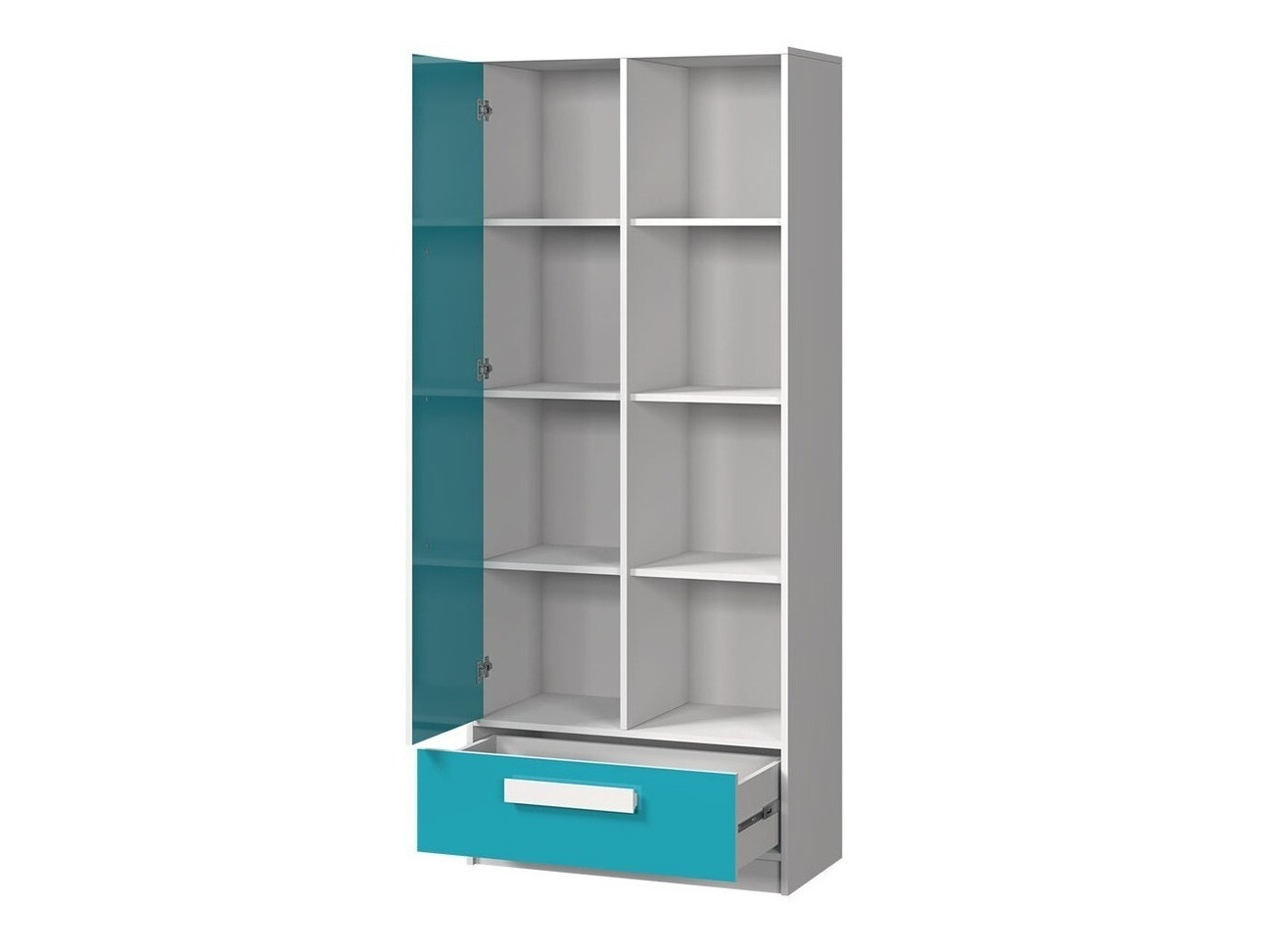 Gyerekszoba garnitúra Merevari 107 (Fehér + Fényes fehér + Szürke)