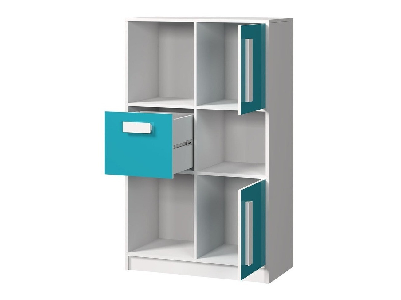 Gyerekszoba garnitúra Merevari 107 (Fehér + Fényes fehér + Szürke)