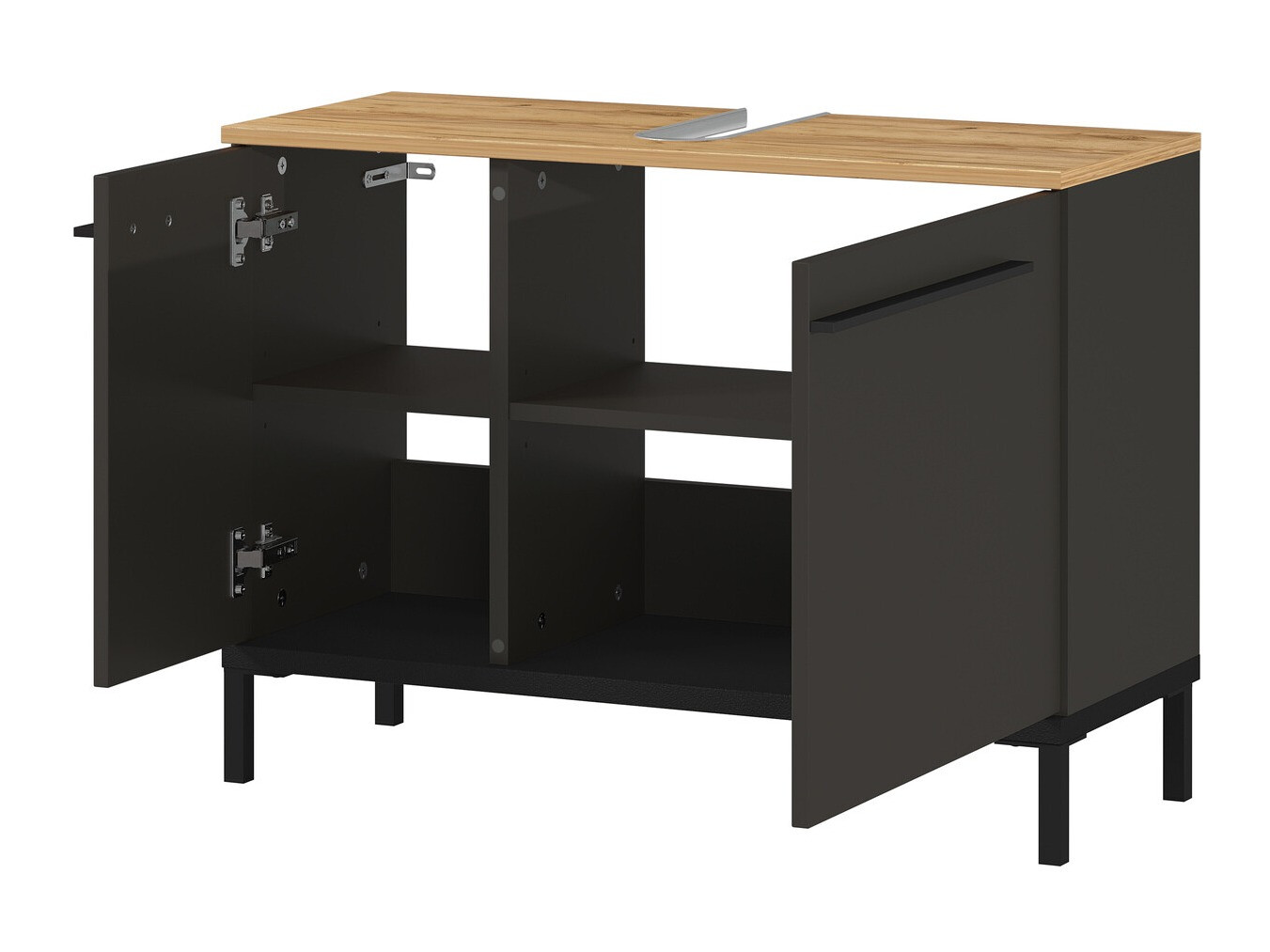 Mosdó alatti álló szekrény Ruvlevu 100 (Grafit + Navarra tölgy)