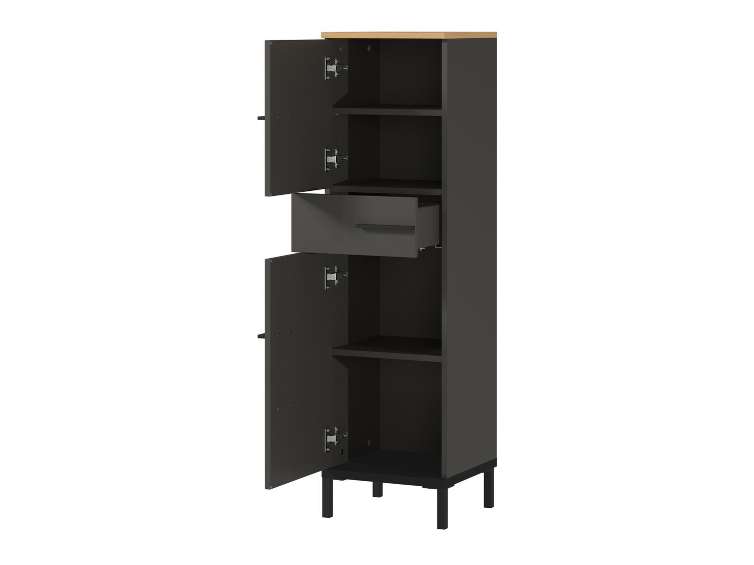 Álló fürdőszoba szekrény Ruvlevu 101 (Grafit + Navarra tölgy)