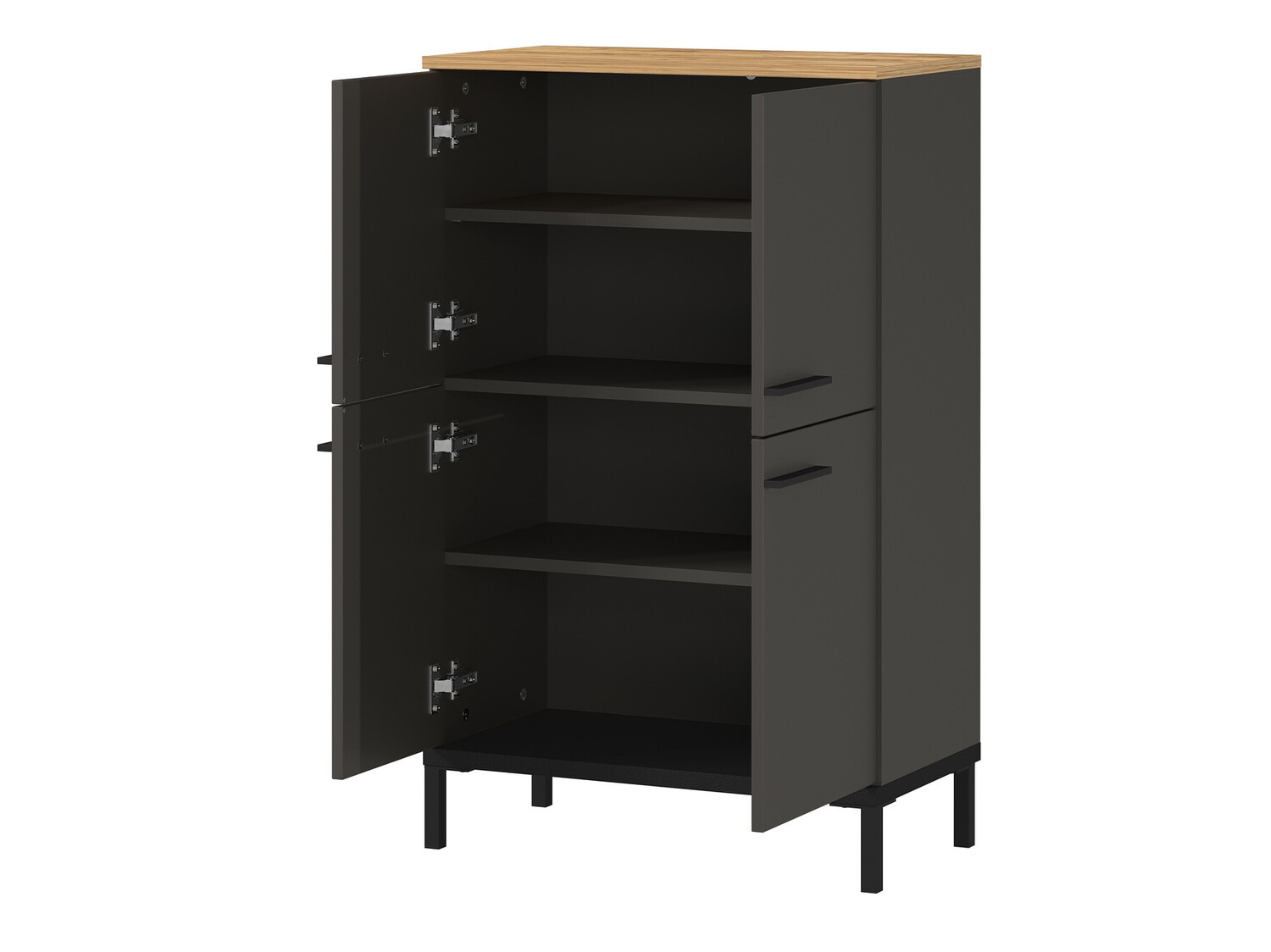 Álló fürdőszoba szekrény Ruvlevu 102 (Grafit + Navarra tölgy)