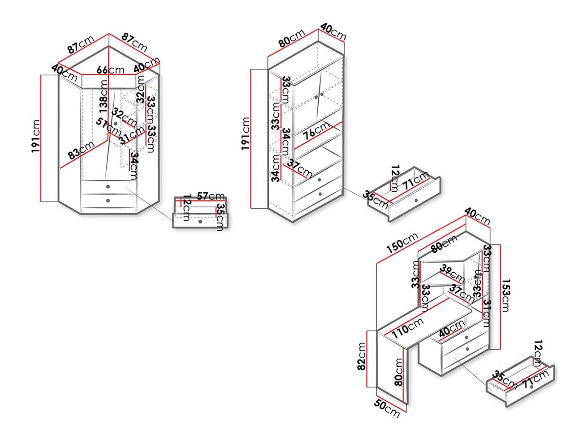 Bútorkészlet Almira 116 (Artisan tölgy + Fehér)