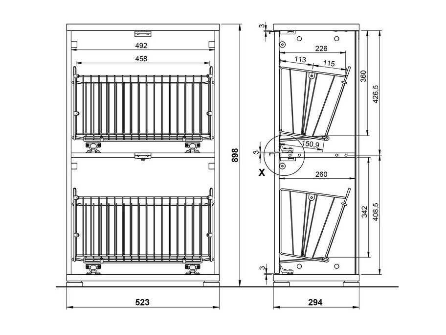 Cipőtároló Veltena 105 (Fekete + Fehér)