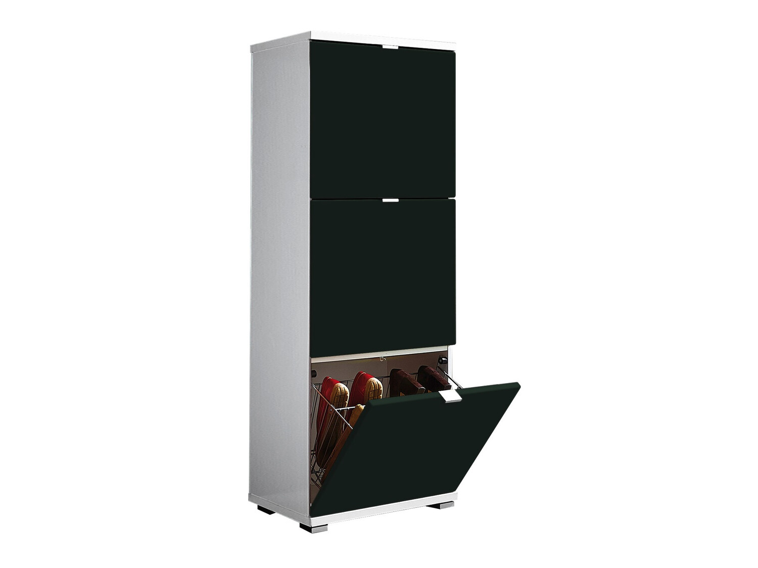 Cipőtároló Veltena 106 (Fényes fehér + Fekete)