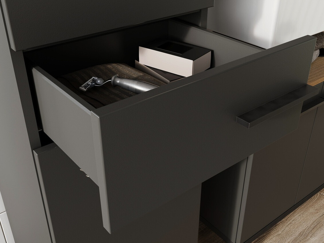 Álló fürdőszoba szekrény Ruvlevu 103 (Grafit + Navarra tölgy)