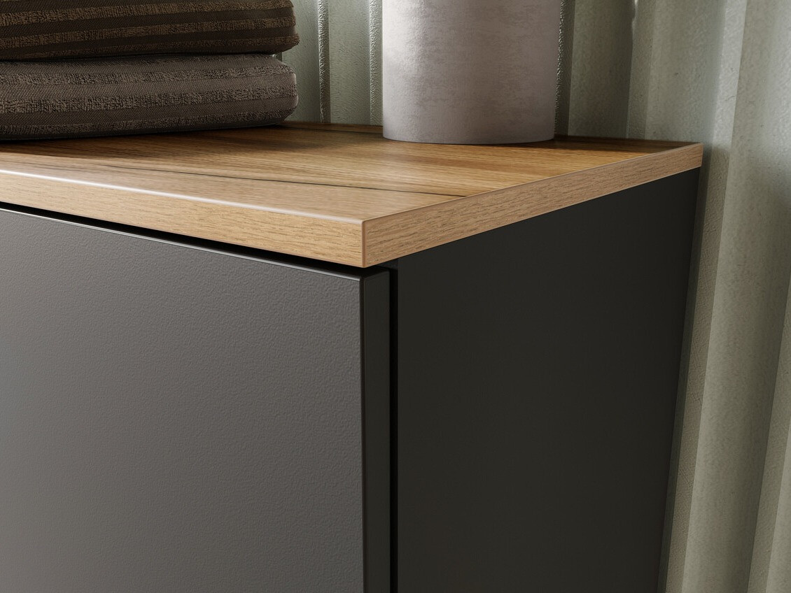 Álló fürdőszoba szekrény Ruvlevu 103 (Grafit + Navarra tölgy)