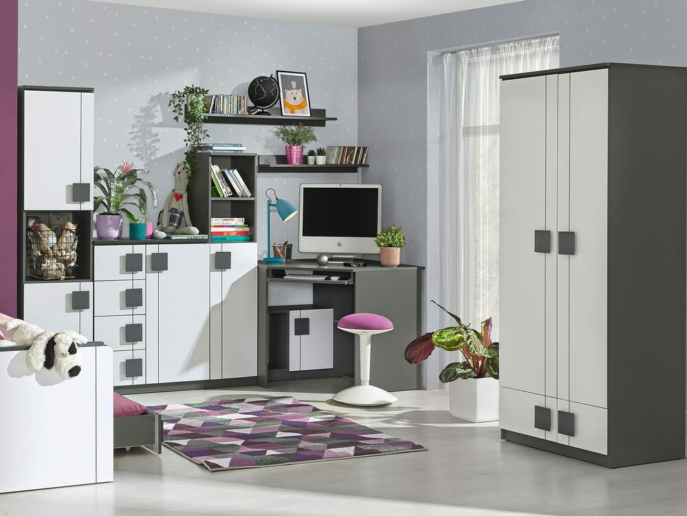 Gardróbszekrény Elmenou 100 (Fehér + Antracit)