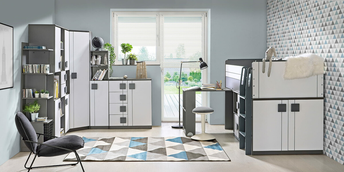 Komód Elmenou 102 (Fehér + Antracit)