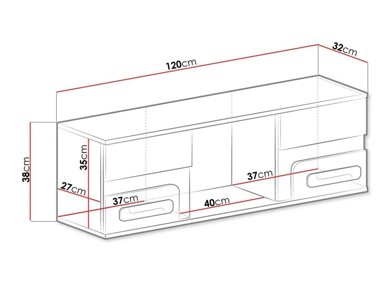Fali polc Aviseve 104 (Antracit + Fehér)