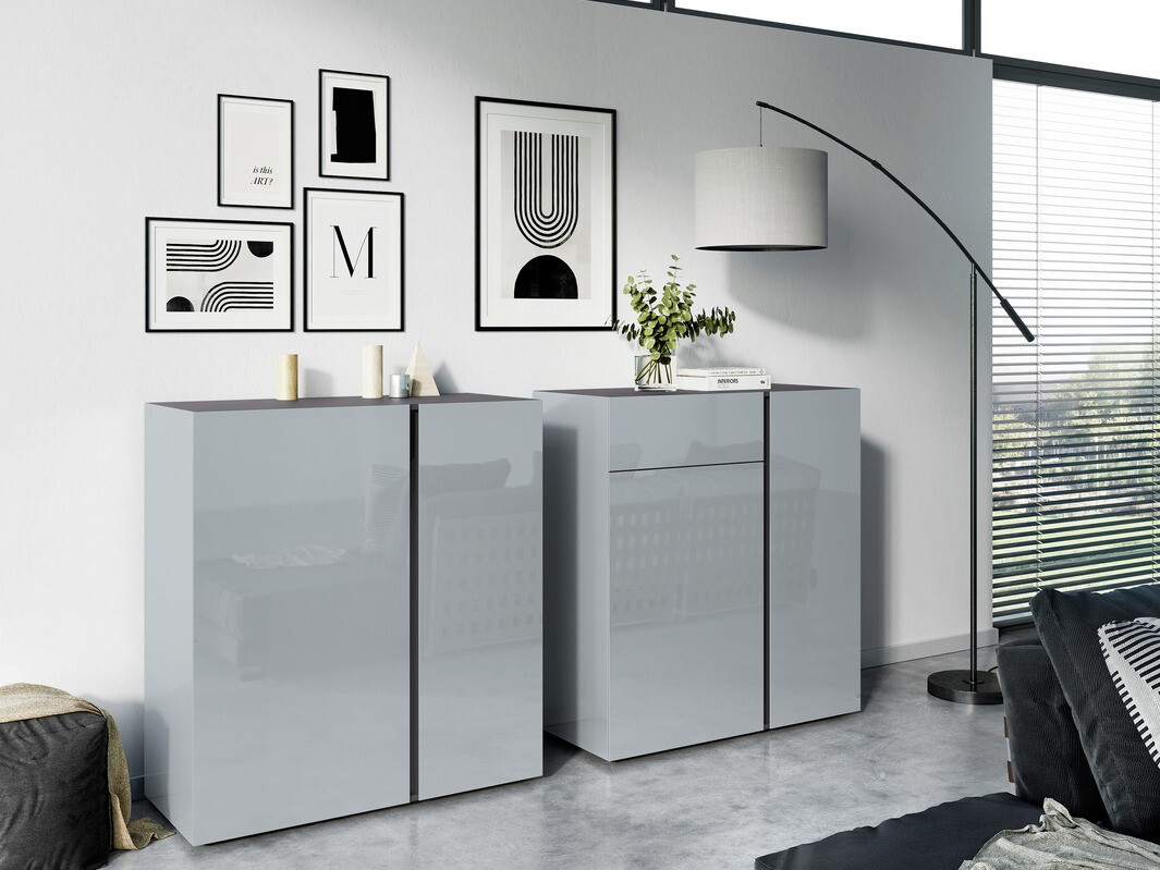 Szekrény Sacramento 289 (Fényes szürke + Grafit)