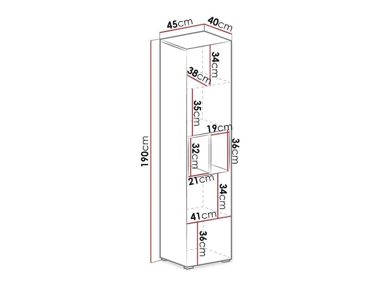 Könyvespolc Omaha J104 (Beton + Fehér + Tölgy)