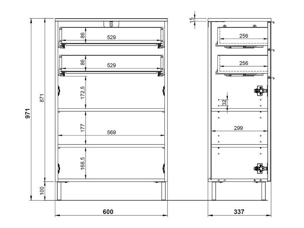 Álló fürdőszoba szekrény Lomcamo 102 (Fehér + Fényes fehér)