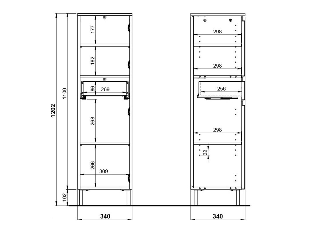 Álló fürdőszoba szekrény Talmira 101 (Grafit + Grande tölgy)