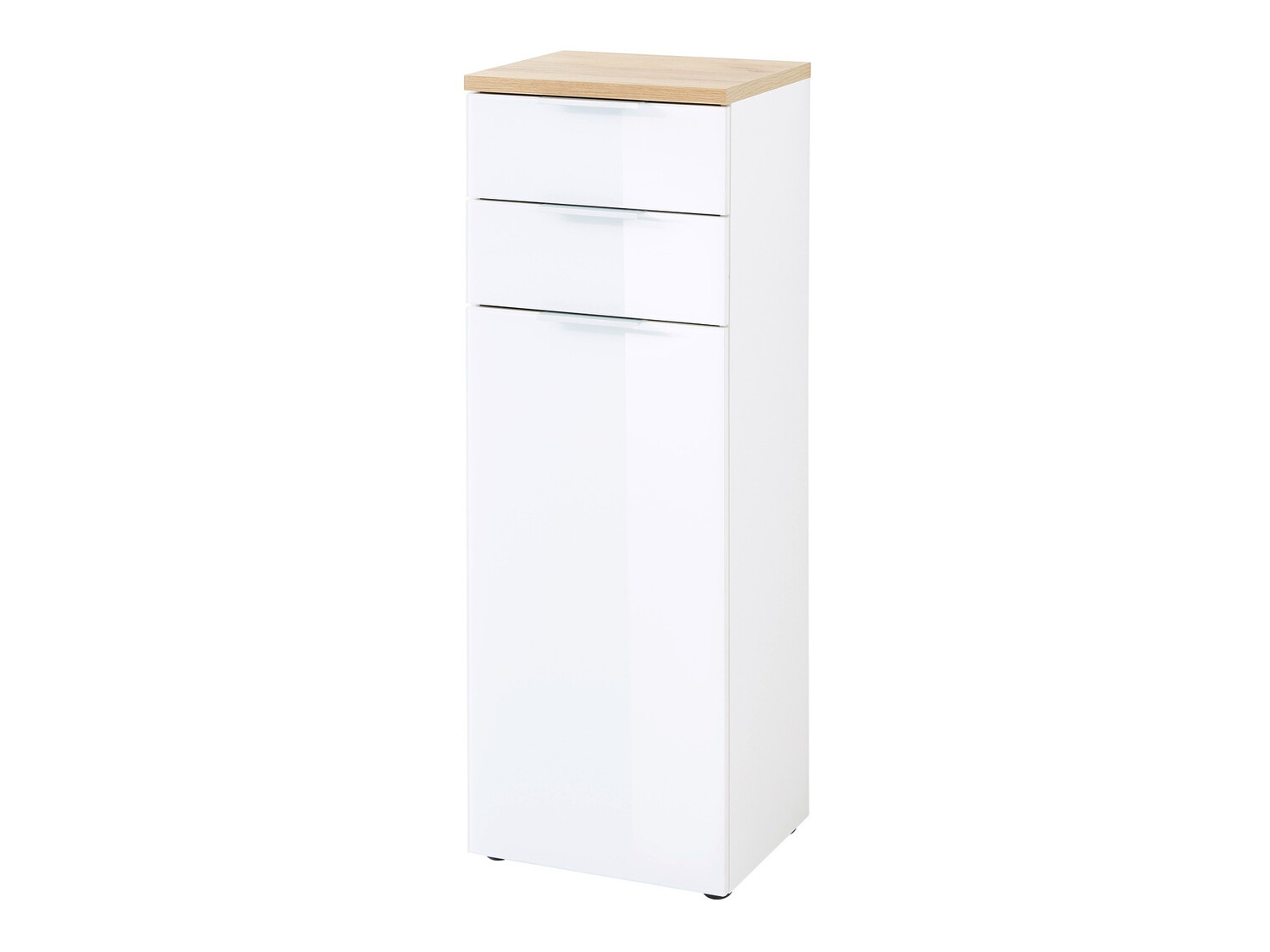 Beépített fürdőszoba szekrény Levciro 103 (Fehér + Navarra tölgy)