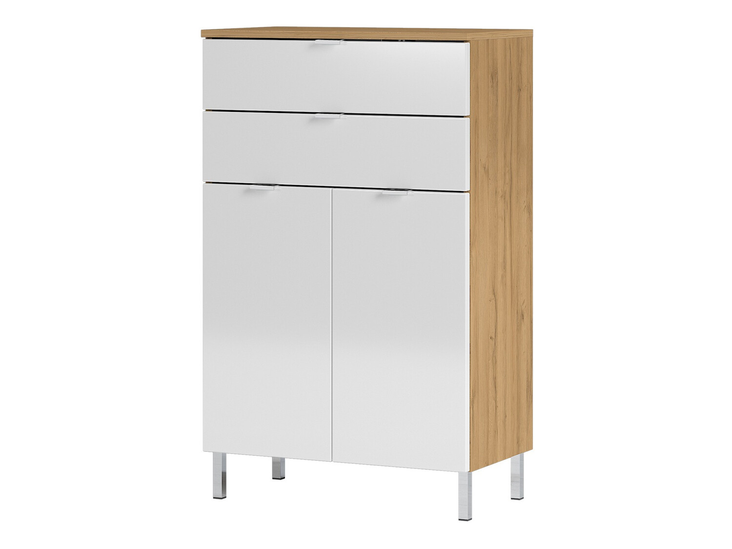 Beépített fürdőszoba szekrény Lomcamo 102 (Fényes fehér + Grandson tölgy)