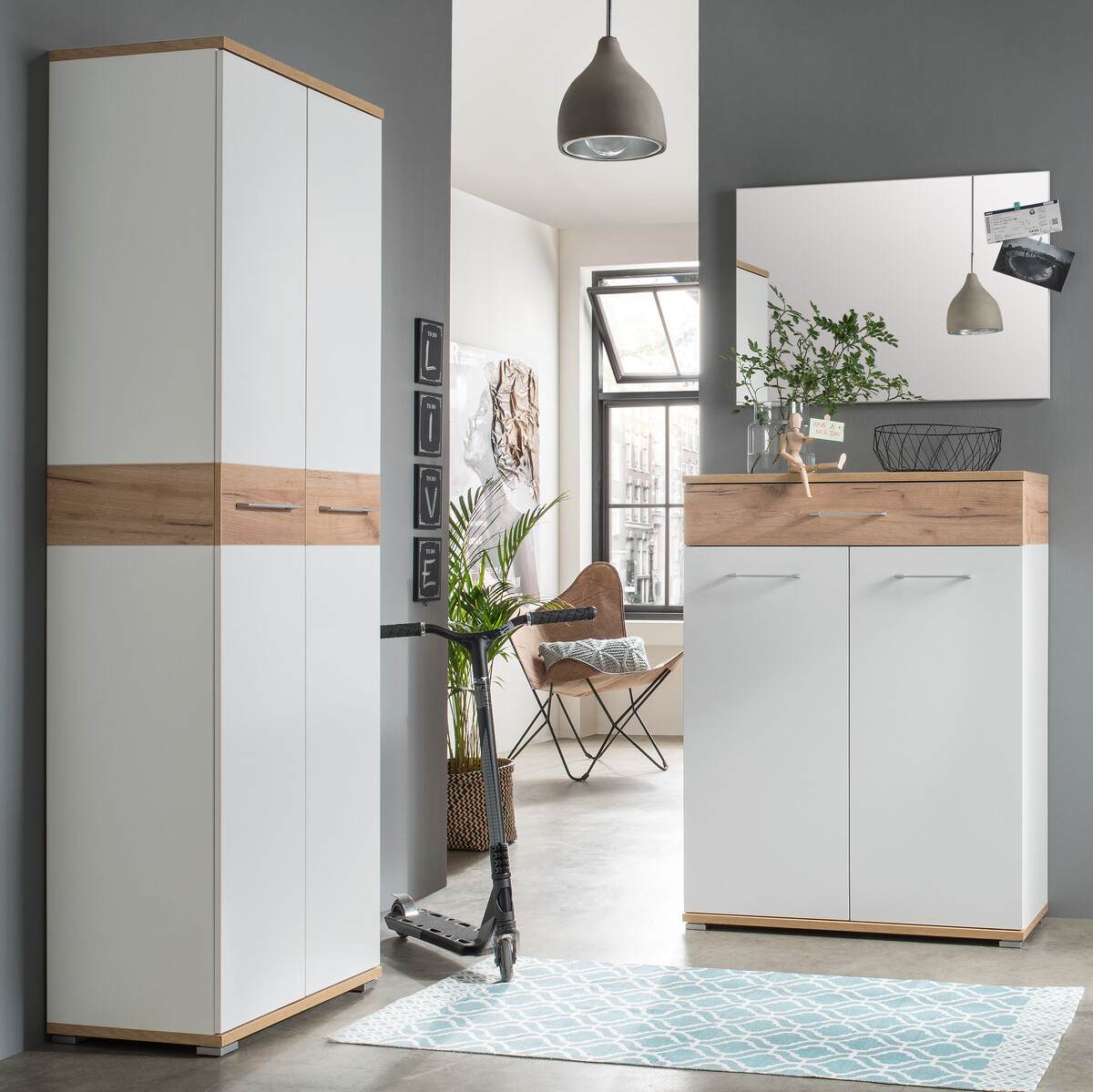 Gardróbszekrény Nuveno 104 (Fehér + Navarra tölgy)