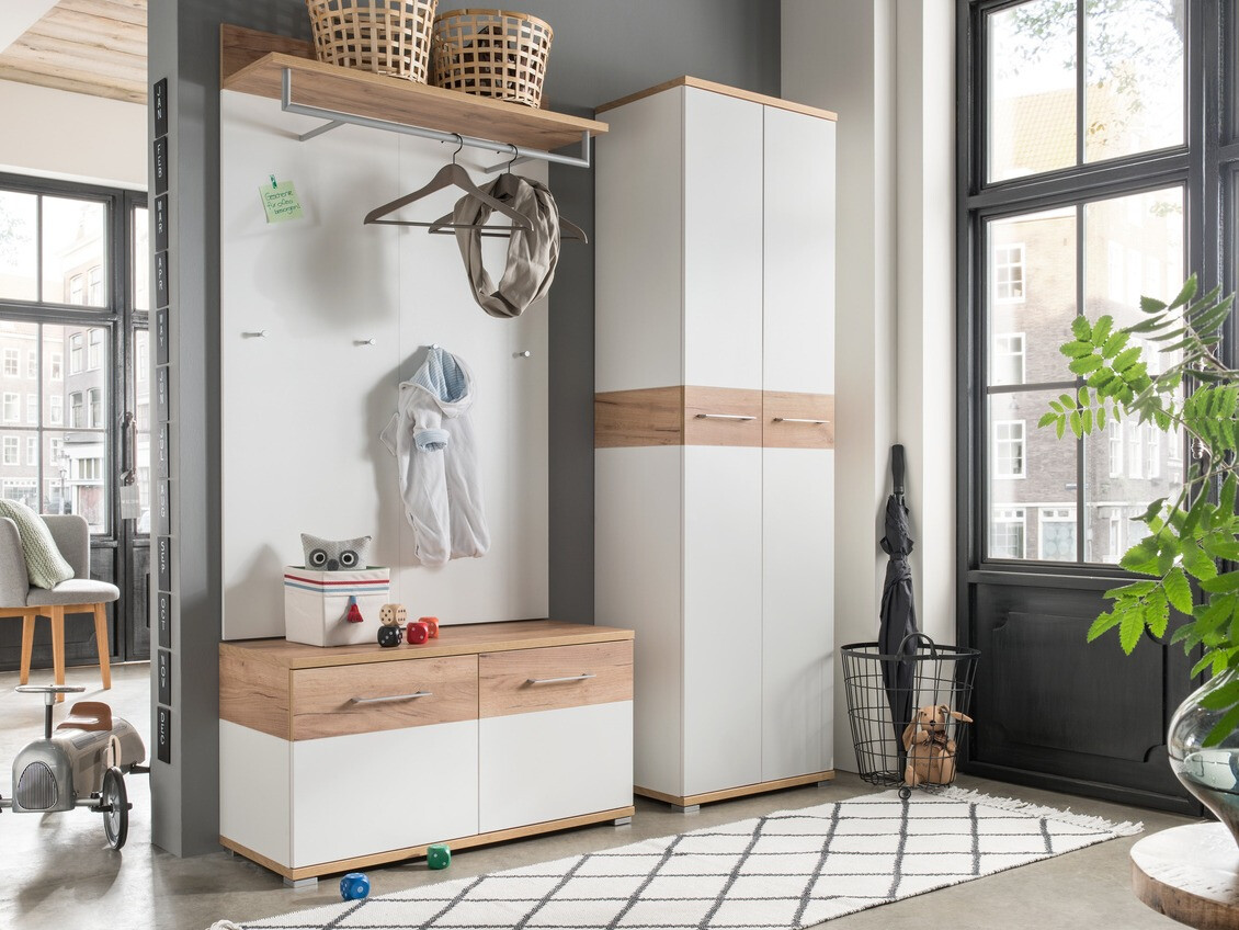 Gardróbszekrény Nuveno 104 (Fehér + Navarra tölgy)