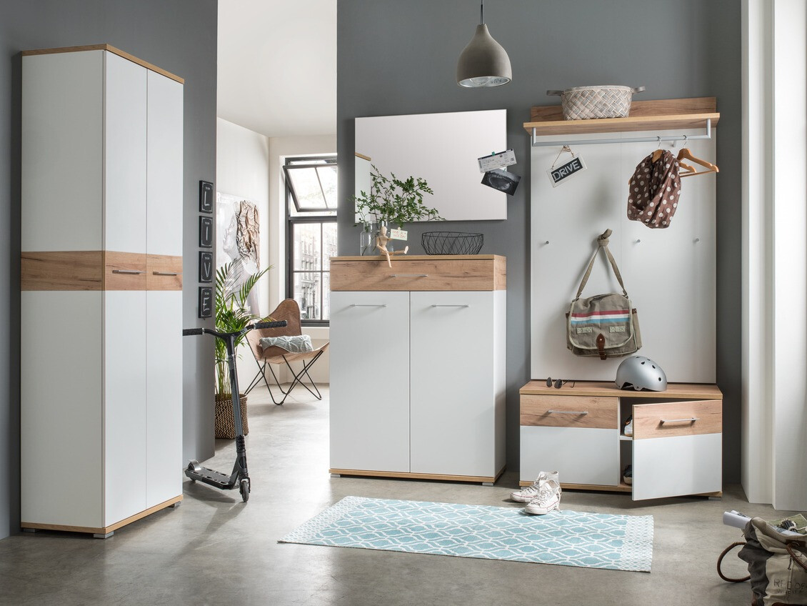 Gardróbszekrény Nuveno 104 (Fehér + Navarra tölgy)