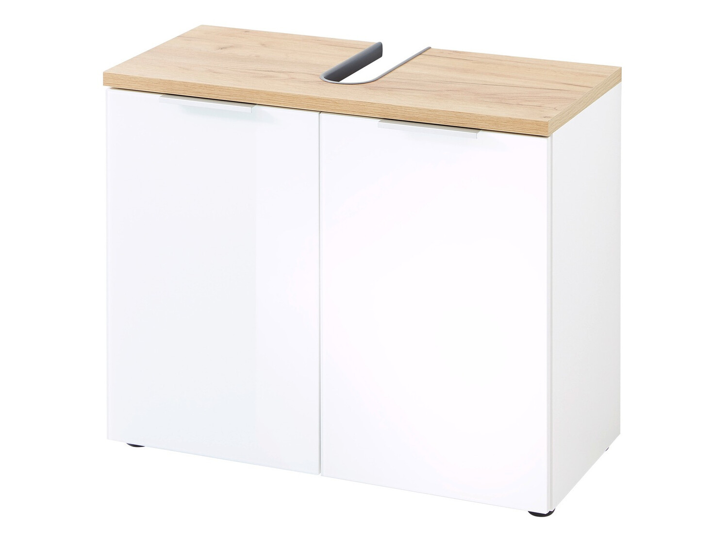 Mosdó alatti álló szekrény Levciro 102 (Fényes fehér + Navarra tölgy)
