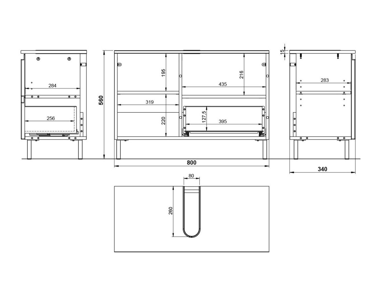Mosdó alatti álló szekrény Talmira 102 (Grafit + Grandson tölgy)
