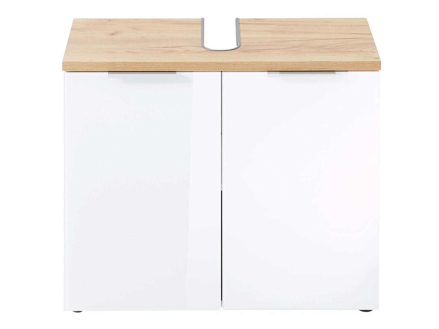 Mosdó alatti szekrény Levciro 102 (Fényes fehér + Navarra tölgy)