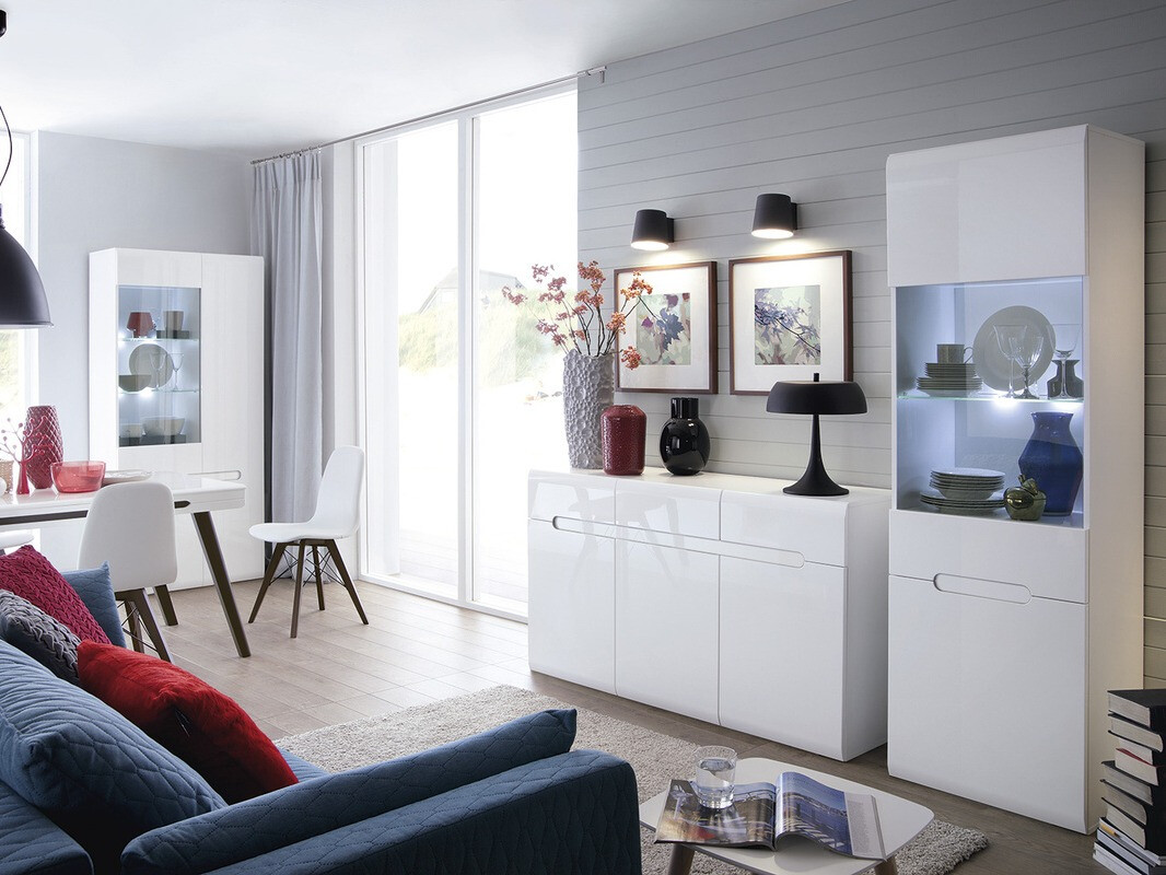 Könyvespolc Serveso 114 (Fehér + Fényes fehér)