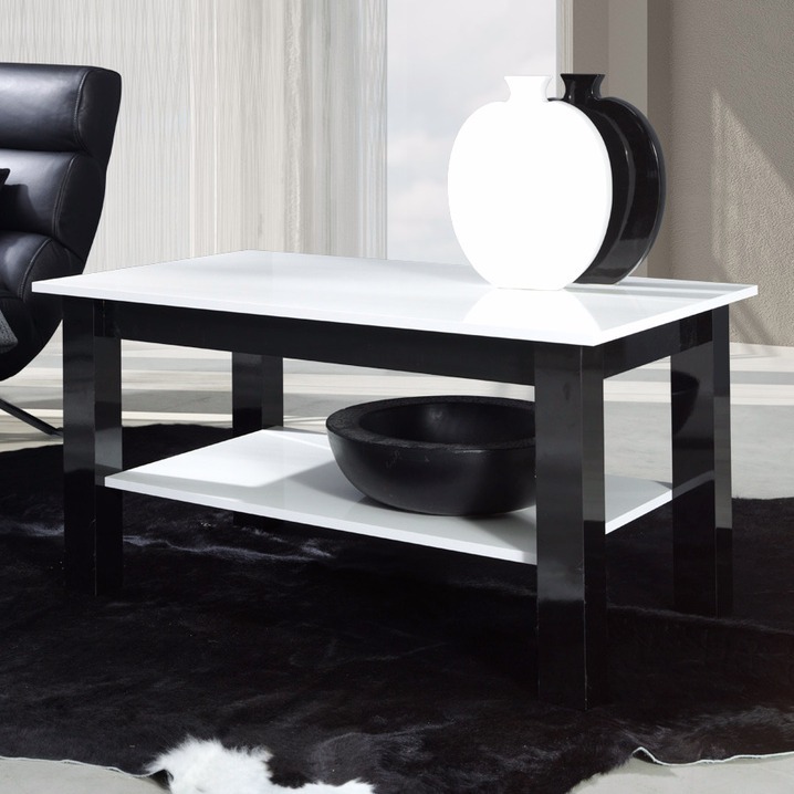 Dohányzóasztal Murrieta 114 (Fényes fehér + Fényes fekete)