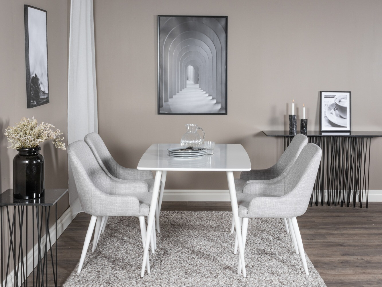 Étkezőgarnitúra Dallas 1895 (Fehér + Világosszürke)