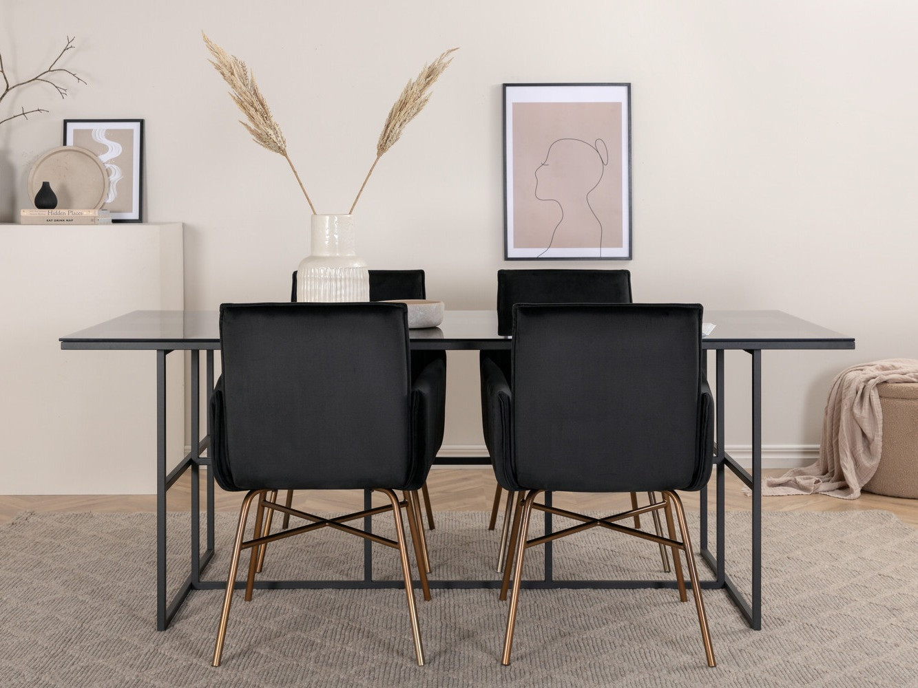 Étkezőgarnitúra Dallas 2650 (Fekete + Sárgaréz)