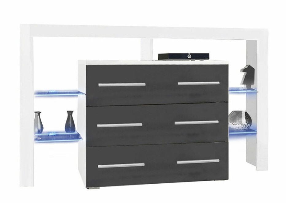 Komód Nashville 108 (Fehér + Fényes szürke)