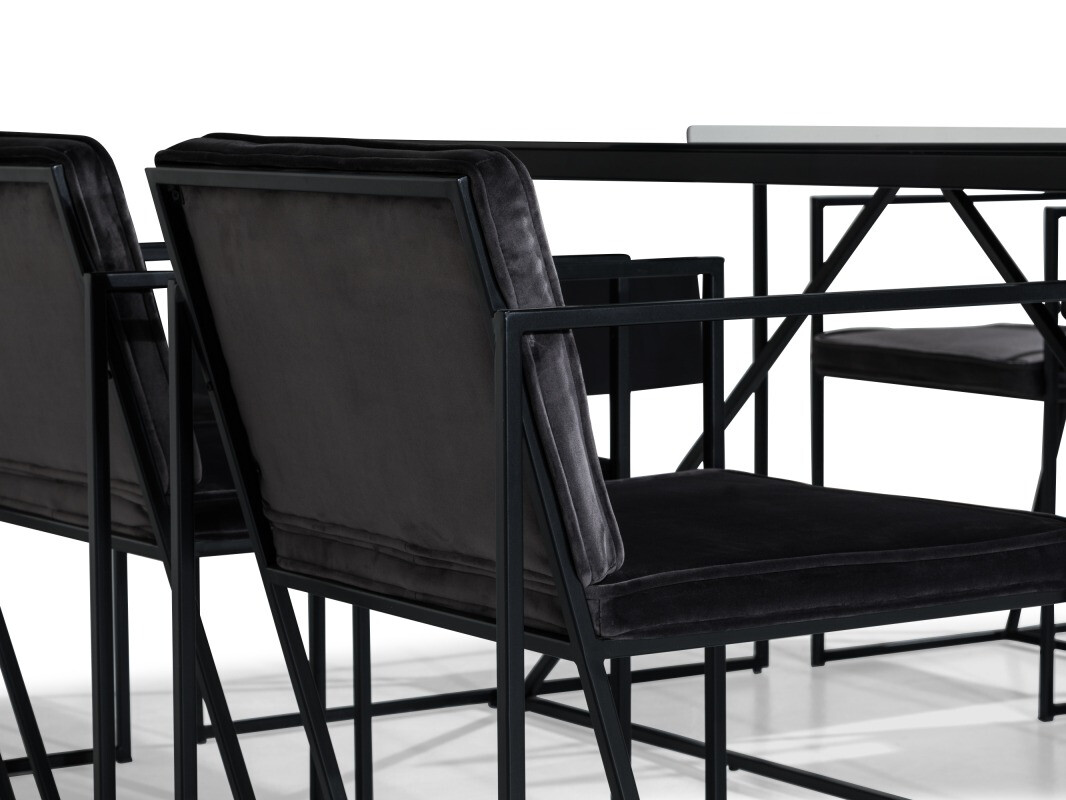 Étkezőgarnitúra Concept 55 156 (Szürke + Fekete)