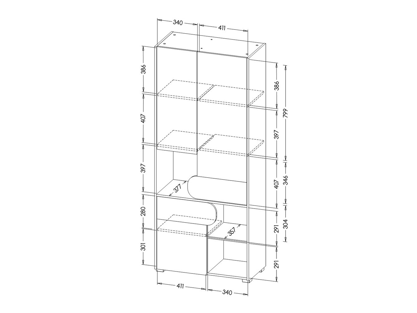 Könyvespolc Lomteo 101
