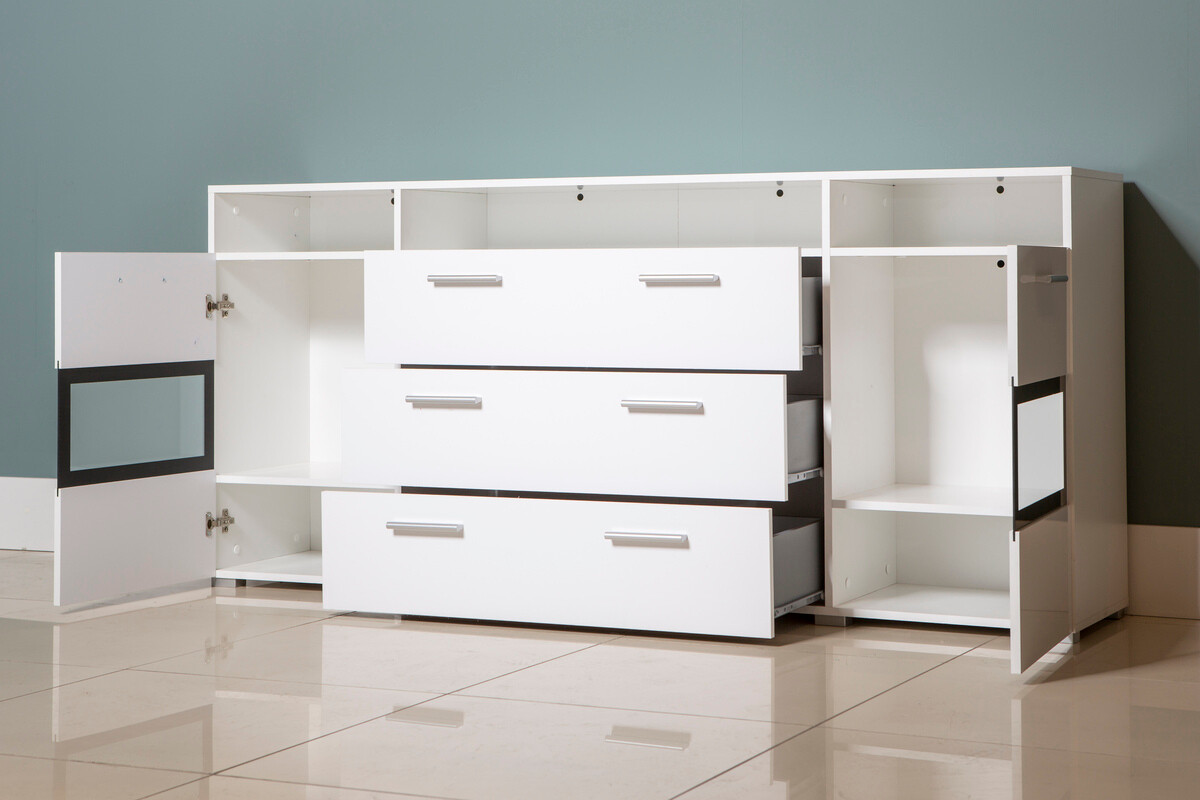 Komód Austin AU100 (Fehér + Fényes fehér)