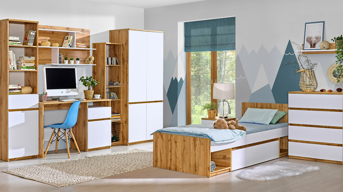 Fali polc Evaropha 107 (Wotan tölgy + Fehér)