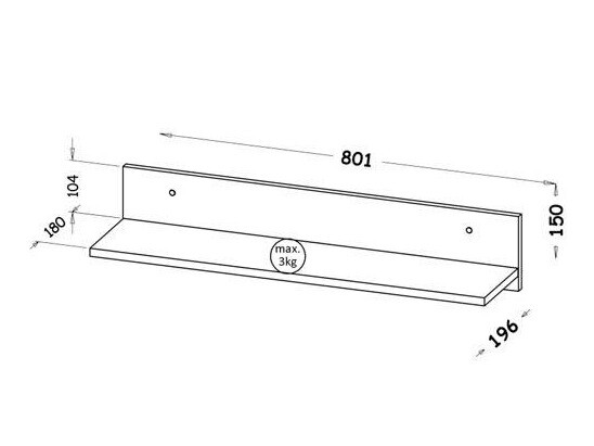 Fali polc Evaropha 107 (Wotan tölgy + Fehér)