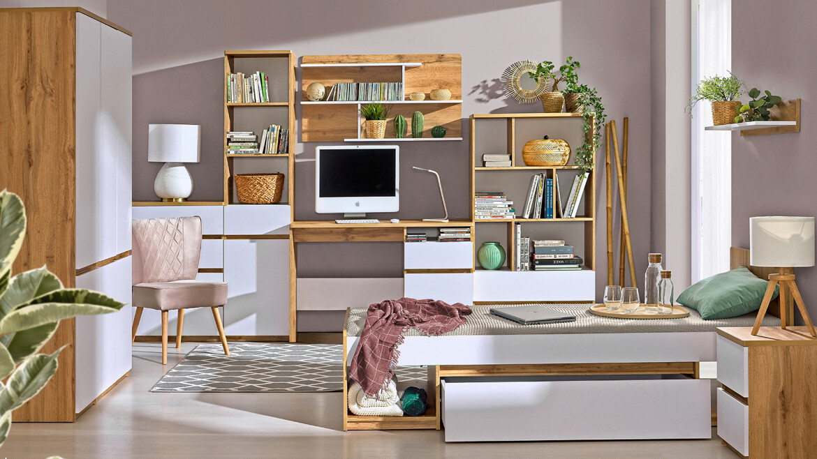 Fali polc Evaropha 111 (Wotan tölgy + Fehér)