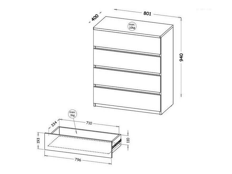Komód Evaropha 104 (Wotan tölgy + Fehér)