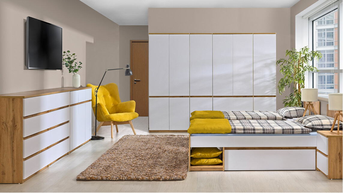 Komód Evaropha 105 (Wotan tölgy + Fehér)