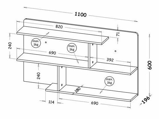 Fali polc Evaropha 111 (Wotan tölgy + Fehér)