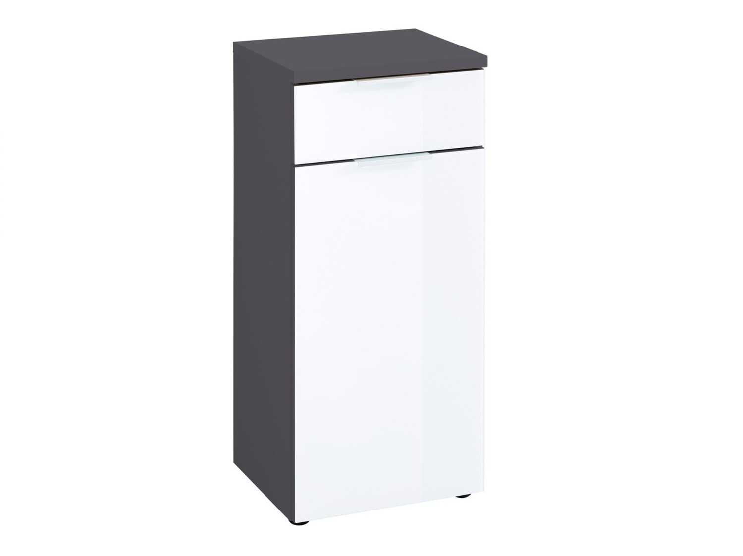 Beépített fürdőszoba szekrény Levciro 101 (Fényes fehér + Grafit)