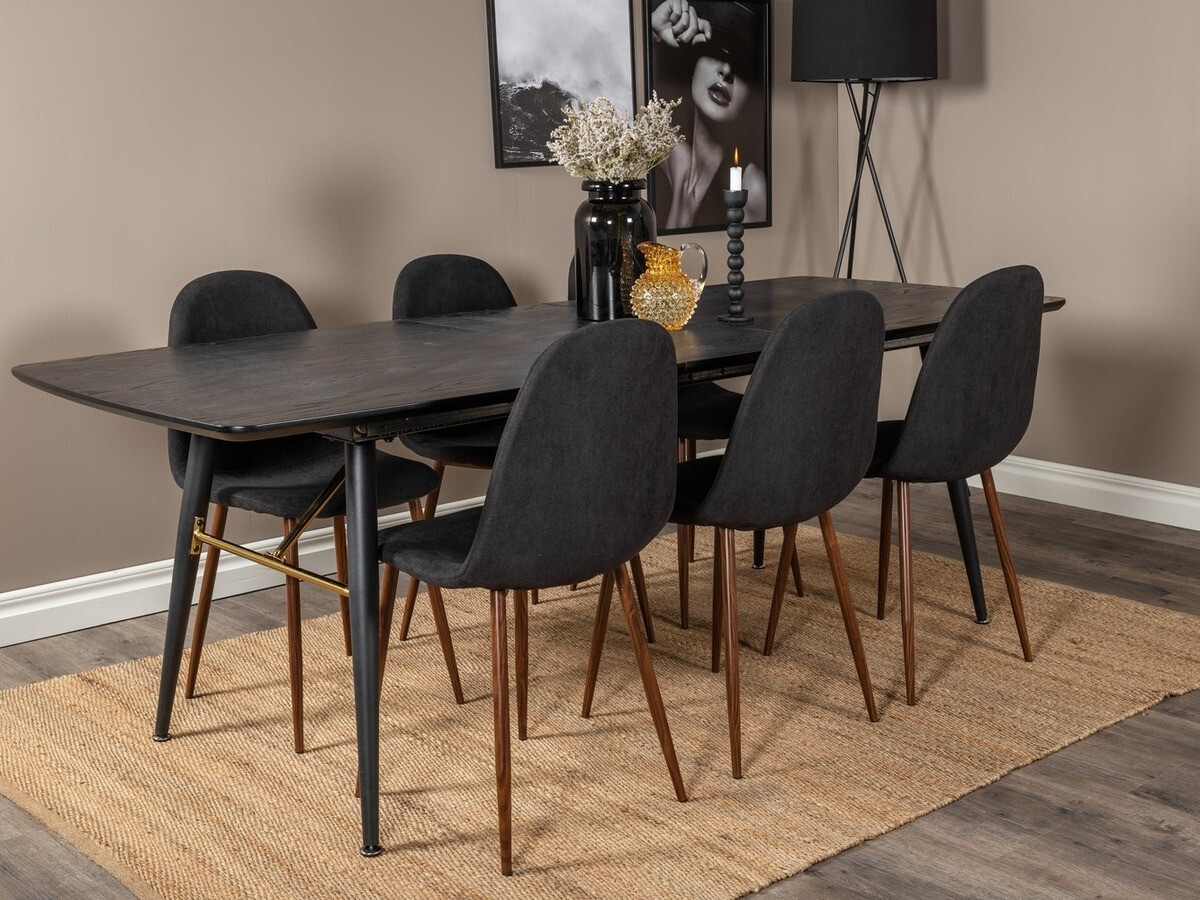 Étkezőgarnitúra Dallas 1443 (Fekete + Dió)