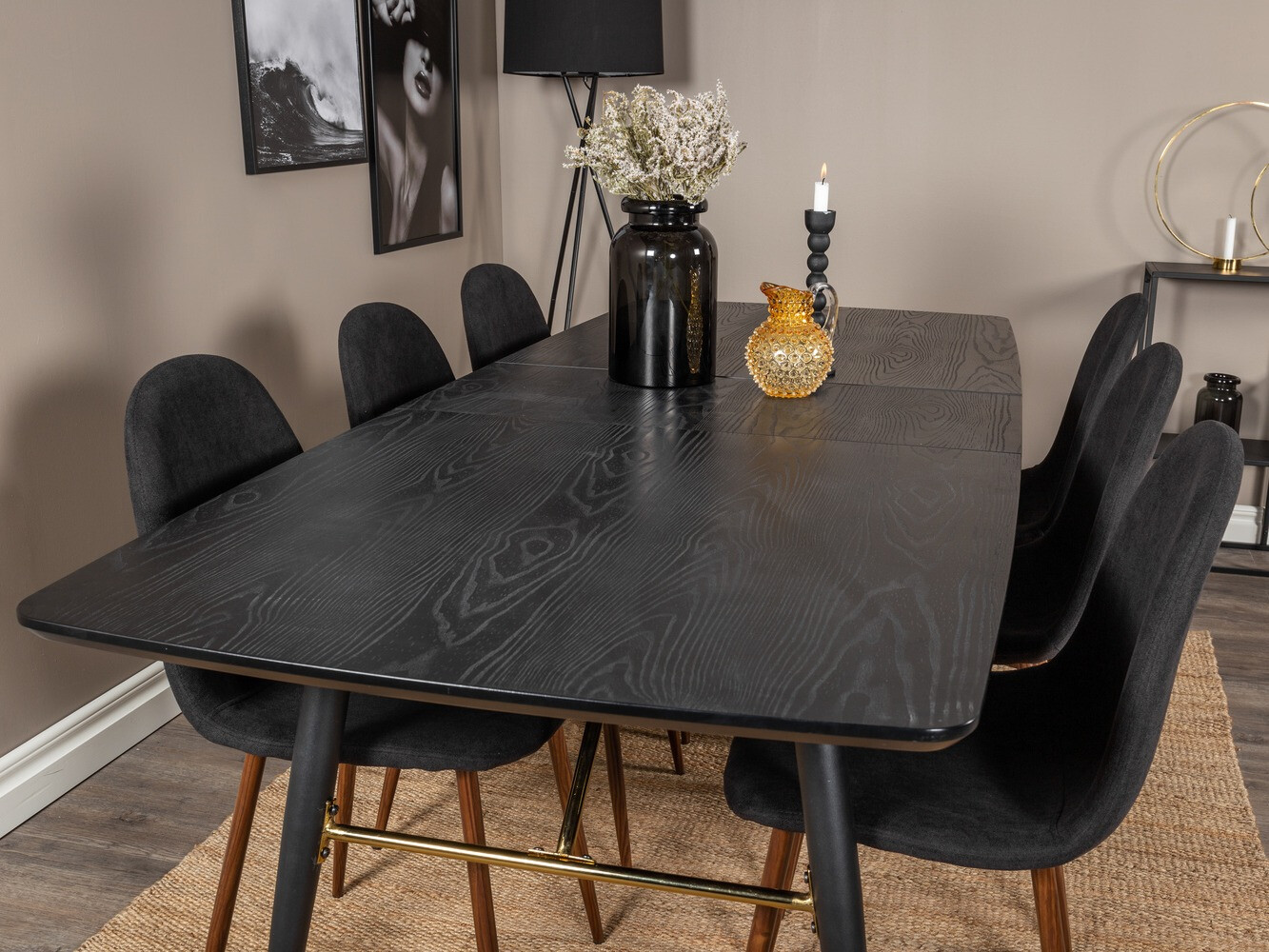 Étkezőgarnitúra Dallas 1443 (Fekete + Dió)