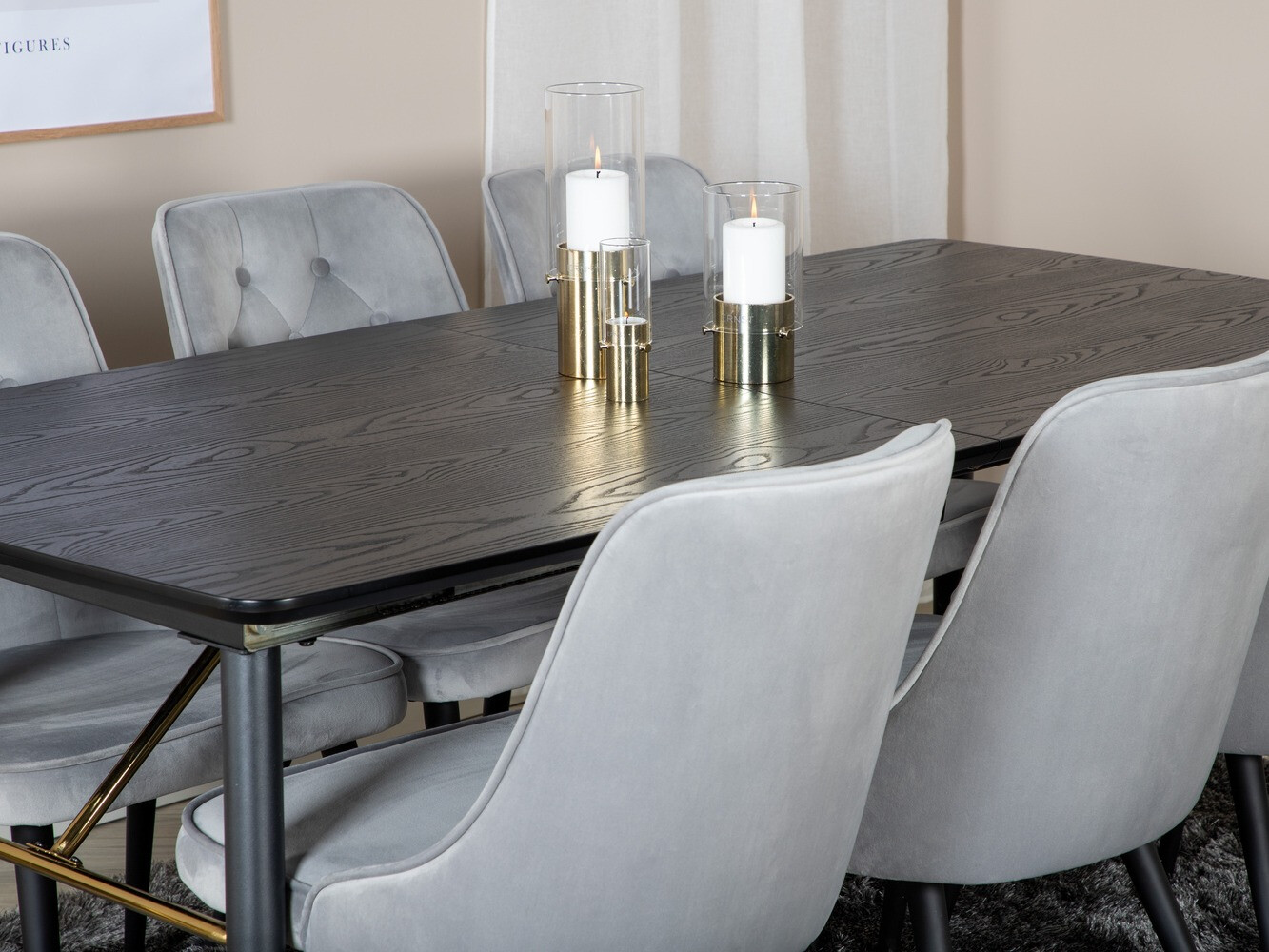 Étkezőgarnitúra Dallas 1453 (Világosszürke + Fekete)