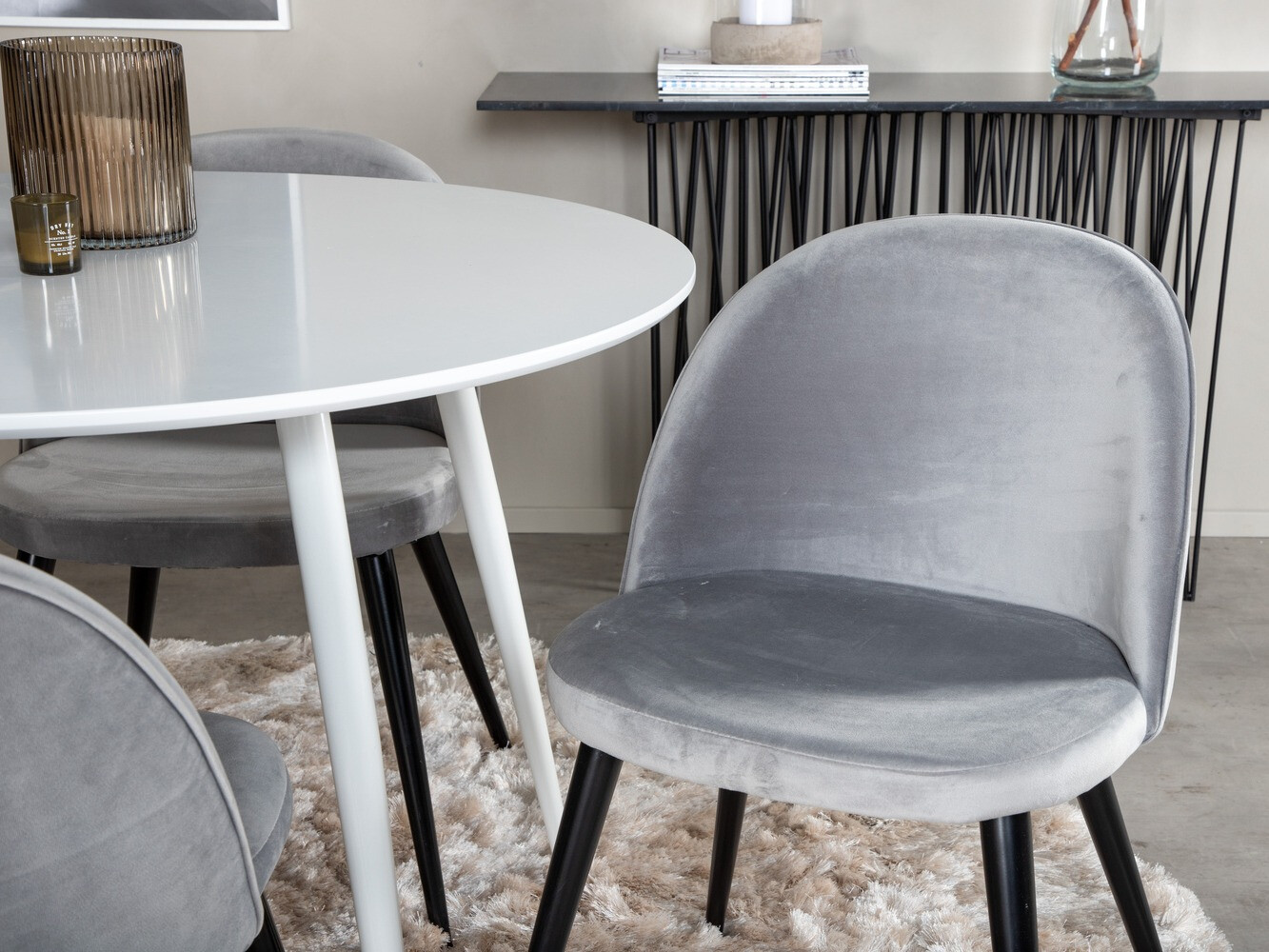 Étkezőgarnitúra Dallas 1536 (Világosszürke + Fekete)