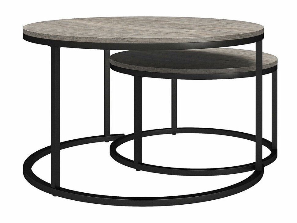 Dohányzóasztal szett Tulsa 234 (Szürke tölgy + Fekete)