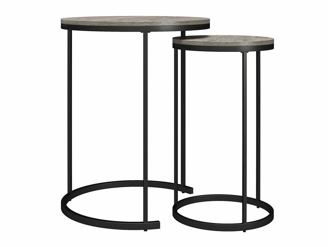 Dohányzóasztal szett Tulsa 234 (Szürke tölgy + Fekete)