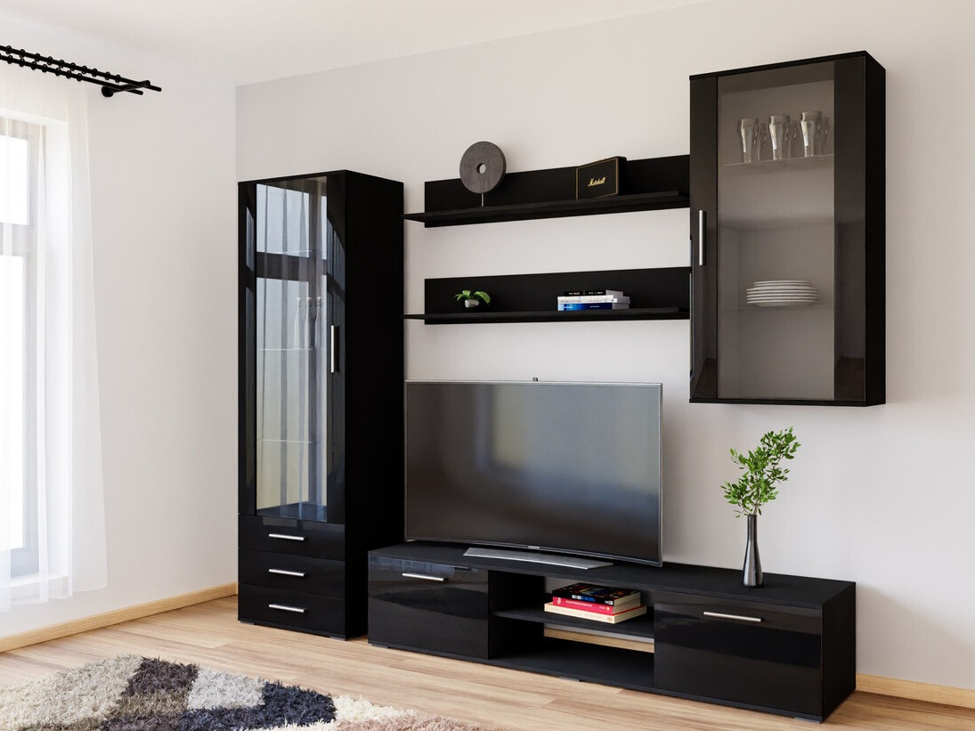 Nappali szett Tornola 114 (Fekete + Fényes fekete)